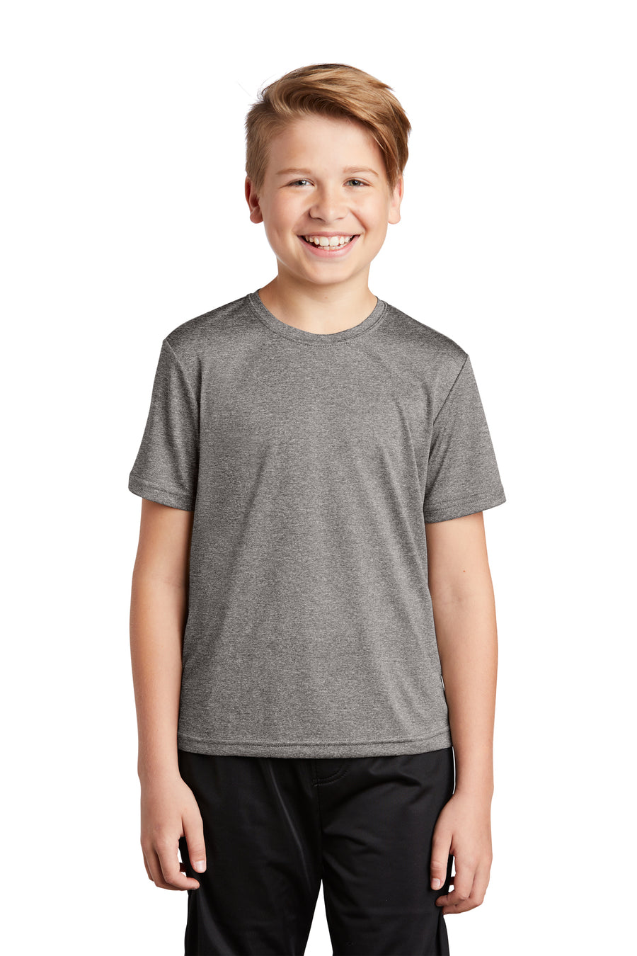 Youth 100% Polyester Moisture Wicking Heather T-Shirts (Short Sleeve)